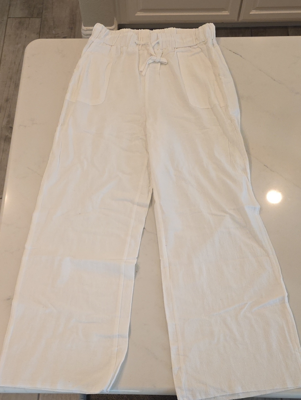 NWOT MISSLOOK White Elastic Waist Wide Leg Palazzo Pants